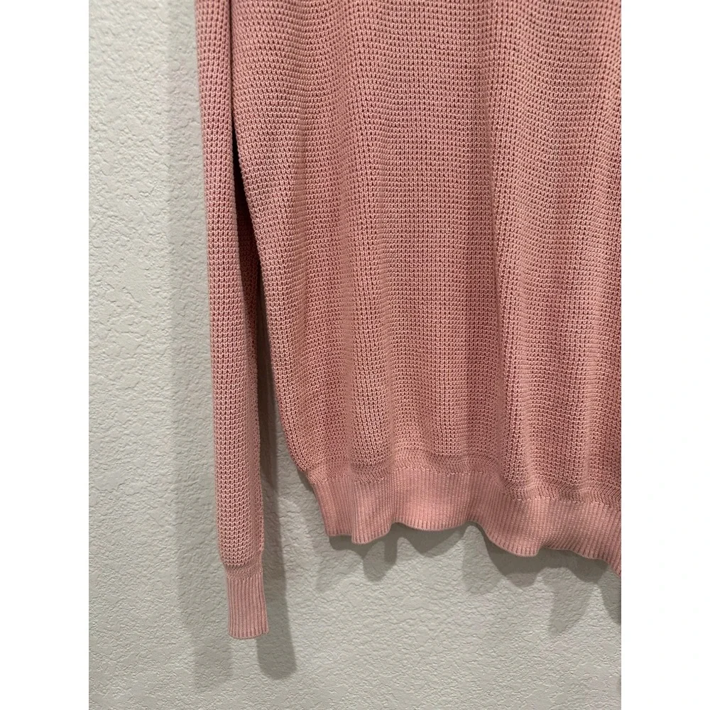 Faherty Brand Pink Organic Cotton Waffle Knit Crewneck Sweater Womens Medium